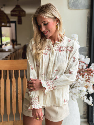 Chemisier à motifs Aniela - Beige/Rose