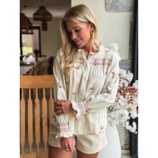 Chemisier à motifs Aniela - Beige/Rose