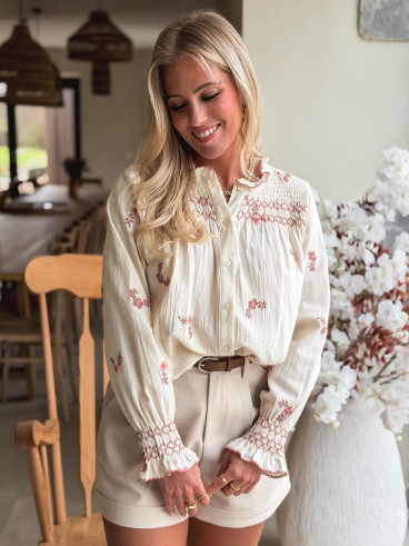Chemisier à motifs Aniela - Beige/Rose