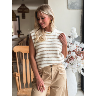 Pull sans manches Kacie - Blanc/Beige