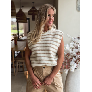 Pull sans manches Kacie - Blanc/Beige