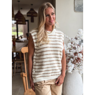 Pull sans manches Kacie - Blanc/Beige