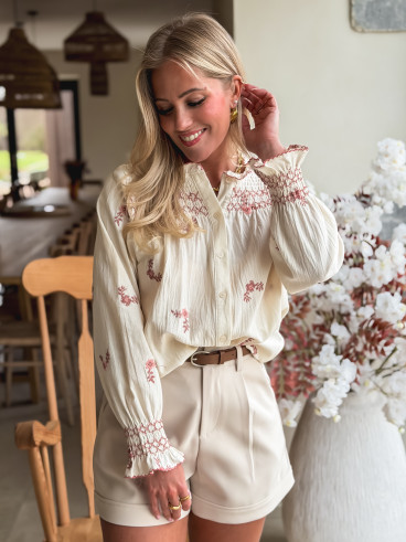 Chemisier à motifs Aniela - Beige/Rose