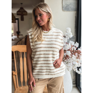Pull sans manches Kacie - Blanc/Beige