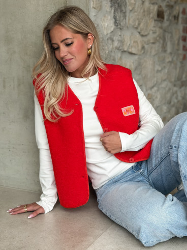 Gilet teddy Kalyra - Rouge