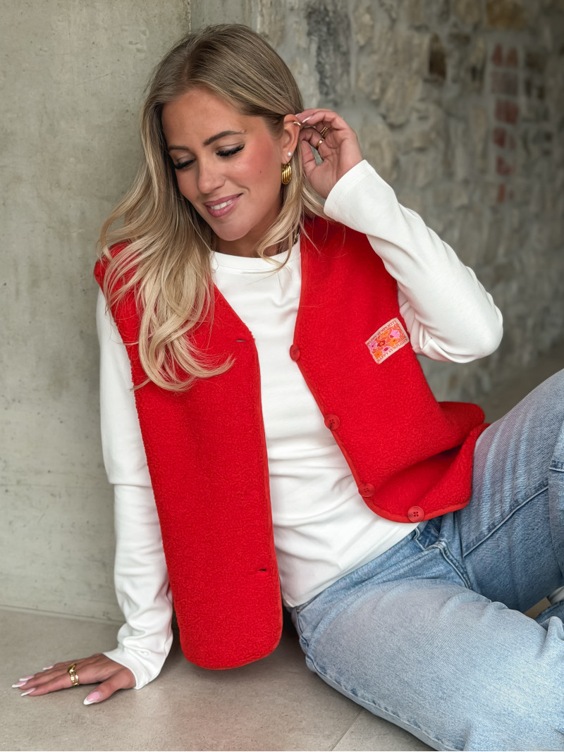 Gilet teddy Kalyra - Rouge