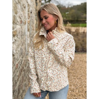 Veste courte à fleurs Naëlie - Ecru