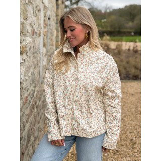 Veste courte à fleurs Naëlie - Ecru