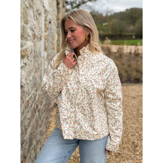 Veste courte à fleurs Naëlie - Ecru
