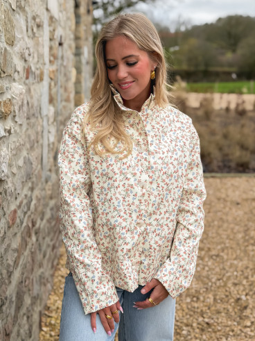 Veste courte à fleurs Naëlie - Ecru