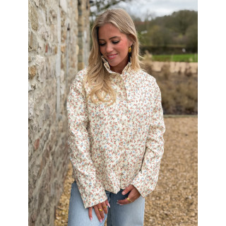 Veste courte à fleurs Naëlie - Ecru