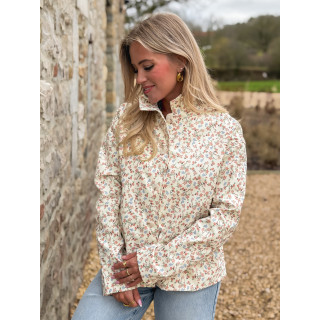 Veste courte à fleurs Naëlie - Ecru