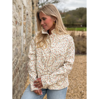 Veste courte à fleurs Naëlie - Ecru