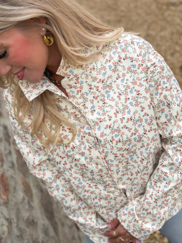 Veste courte à fleurs Naëlie - Ecru