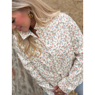 Veste courte à fleurs Naëlie - Ecru