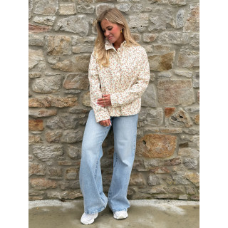 Veste courte à fleurs Naëlie - Ecru