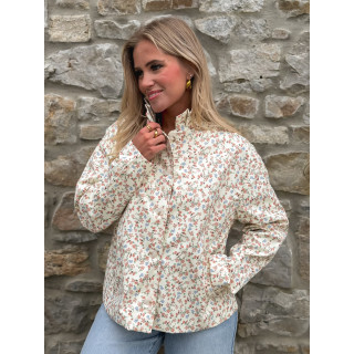 Veste courte à fleurs Naëlie - Ecru
