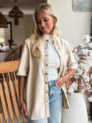 Chemise en simili Raphaella - Beige