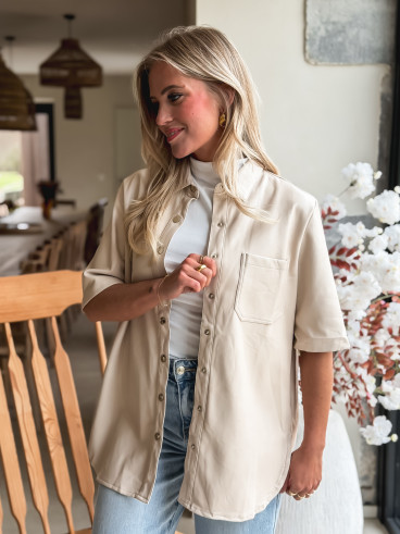 Chemise en simili Raphaella - Beige