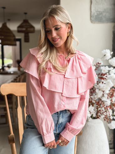 Chemisier ligné Yola - Rose