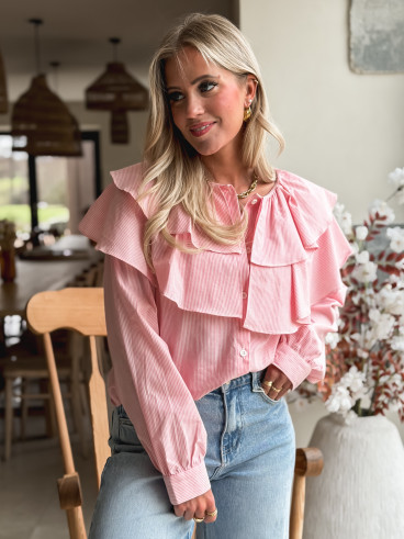 Chemisier ligné Yola - Rose
