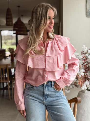 Chemisier ligné Yola - Rose