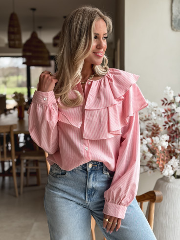 Chemisier ligné Yola - Rose