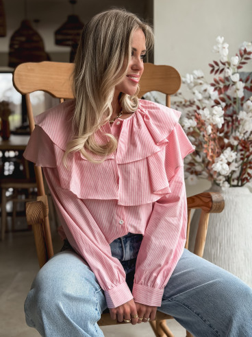 Chemisier ligné Yola - Rose