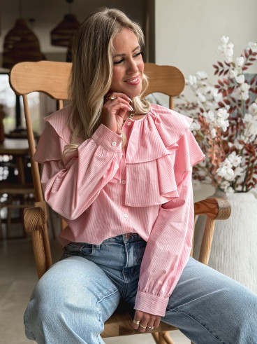 Chemisier ligné Yola - Rose