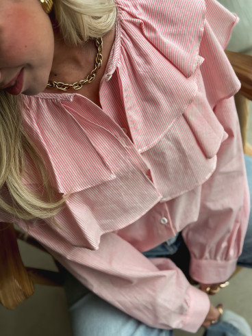 Chemisier ligné Yola - Rose