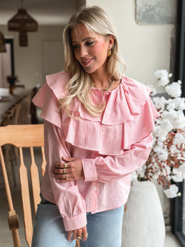 Chemisier ligné Yola - Rose