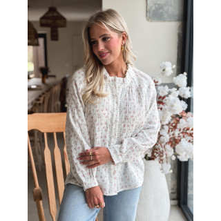 Chemisier à fleurs Célina - Blanc