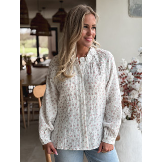 Chemisier à fleurs Célina - Blanc