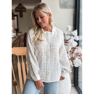 Chemisier à fleurs Célina - Blanc