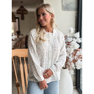 Chemisier à fleurs Célina - Blanc
