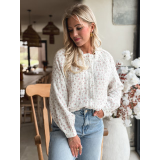 Chemisier à fleurs Célina - Blanc