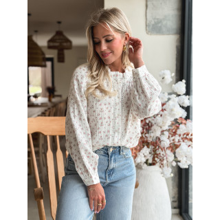 Chemisier à fleurs Célina - Blanc
