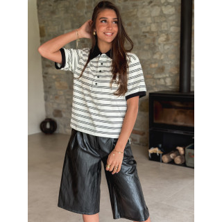 Polo ligné Davina - Ecru/Noir