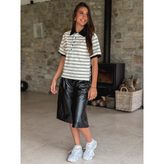 Polo ligné Davina - Ecru/Noir