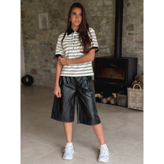 Polo ligné Davina - Ecru/Noir