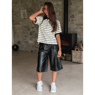 Polo ligné Davina - Ecru/Noir