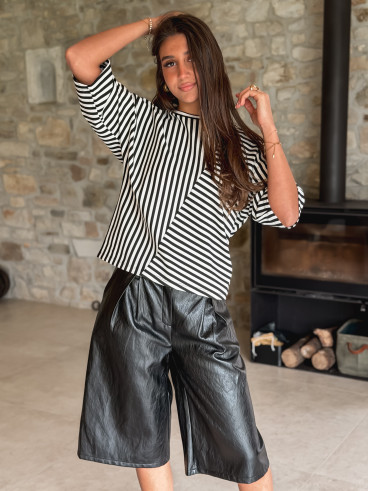 Blouse lignée Odélia - Noir/Blanc