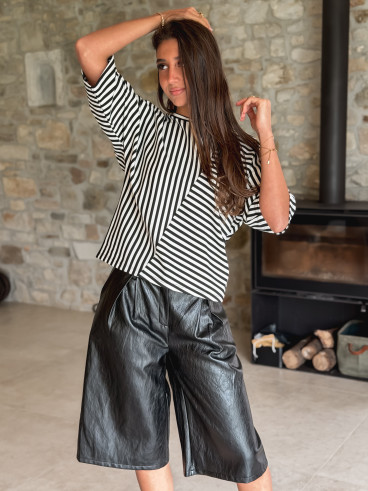 Blouse lignée Odélia - Noir/Blanc