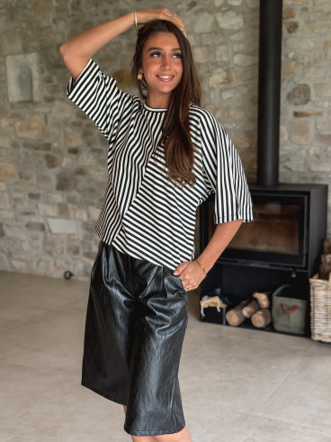 Blouse lignée Odélia - Noir/Blanc