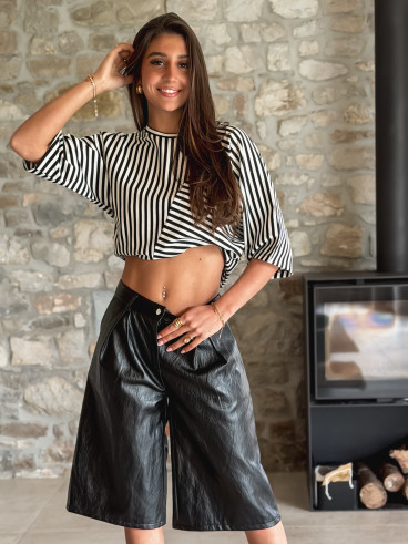 Blouse lignée Odélia - Noir/Blanc