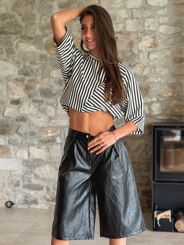 Blouse lignée Odélia - Noir/Blanc