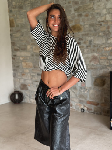 Blouse lignée Odélia - Noir/Blanc