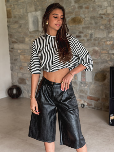 Blouse lignée Odélia - Noir/Blanc