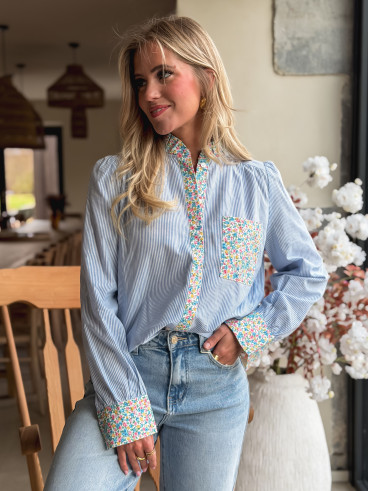 Chemise lignée Floriana - Bleu