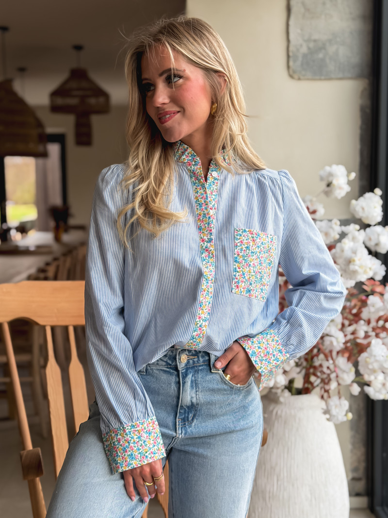 Chemise lignée Floriana - Bleu